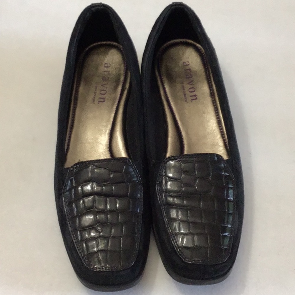 Aravon Black Slip on Shoes